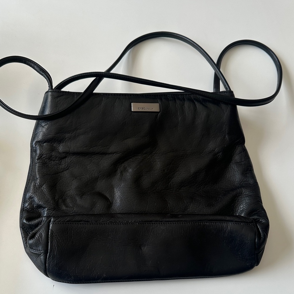 EUC Enzo Angiolini Black Leather Shoulder Bag with double straps